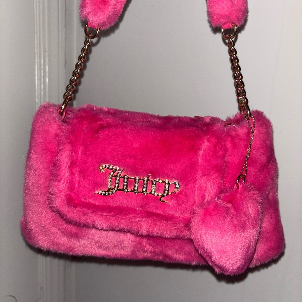 Juicy Couture Pink Faux Fur Shoulder Bag